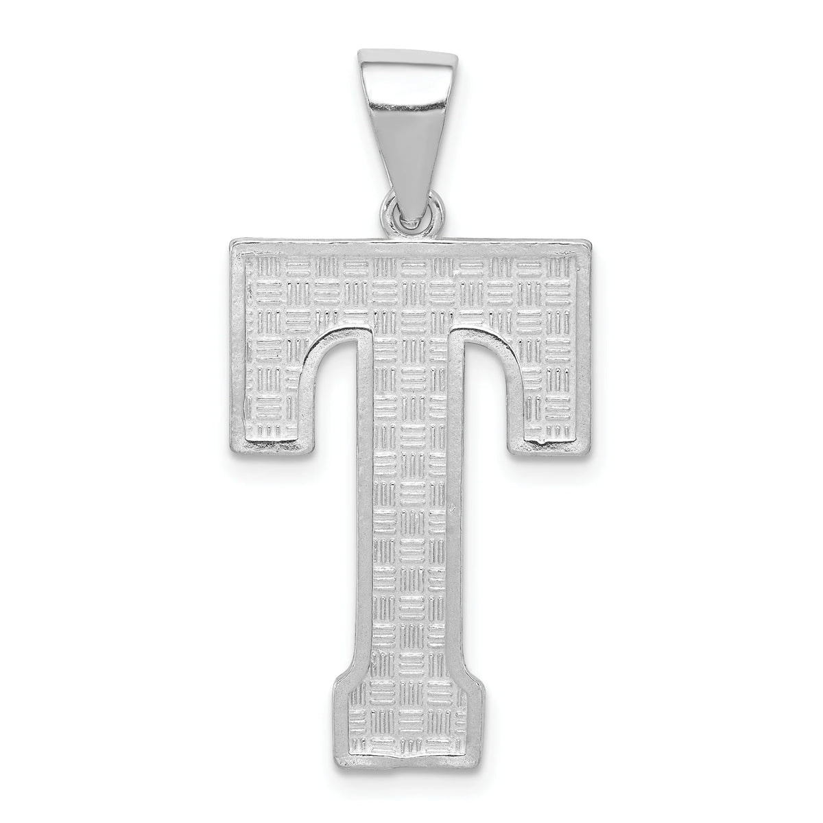 Sterling Silver Letter T Initial Charm Pendant with Cable Chain Necklace 20'' V996902
