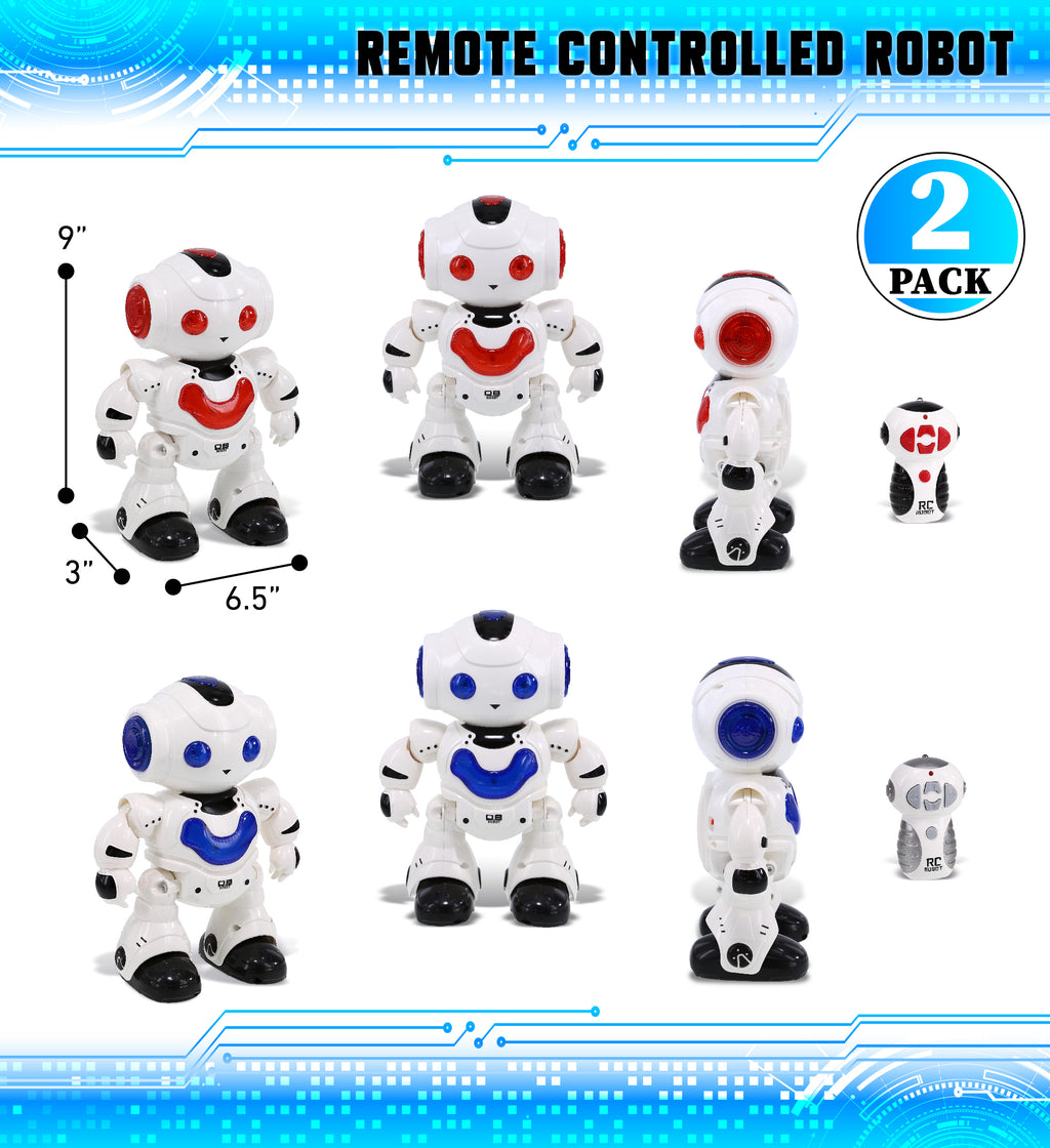RC Robot Toys, Remote Control Red and Blue Interactive Robot Toy, Set of 2 F537577