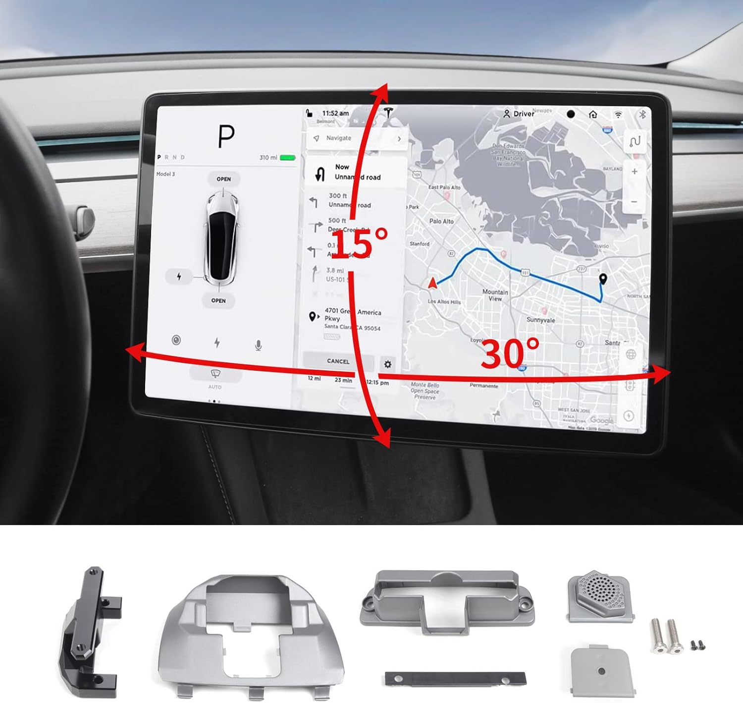 Screen Swivel Mount Center Console Navigation Holder M9695