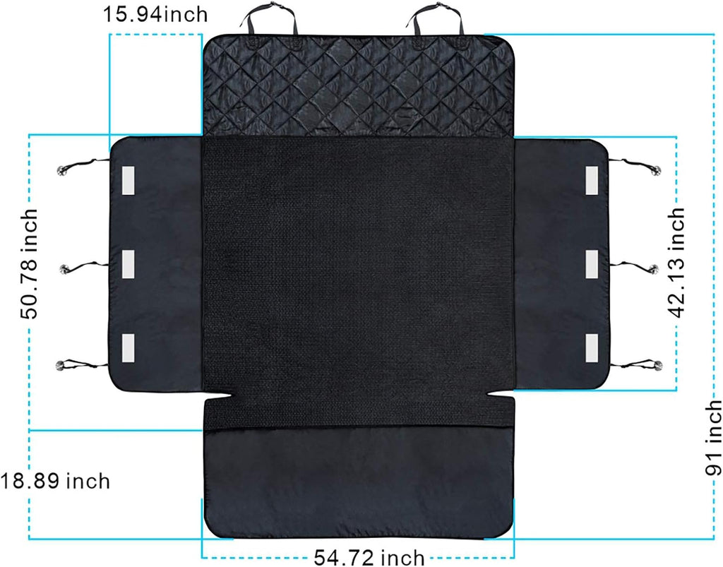 Nonslip Water Resistant Dog Car Seat Cover with Side Flap Protector Bumper Flap, Pack of 2 X420