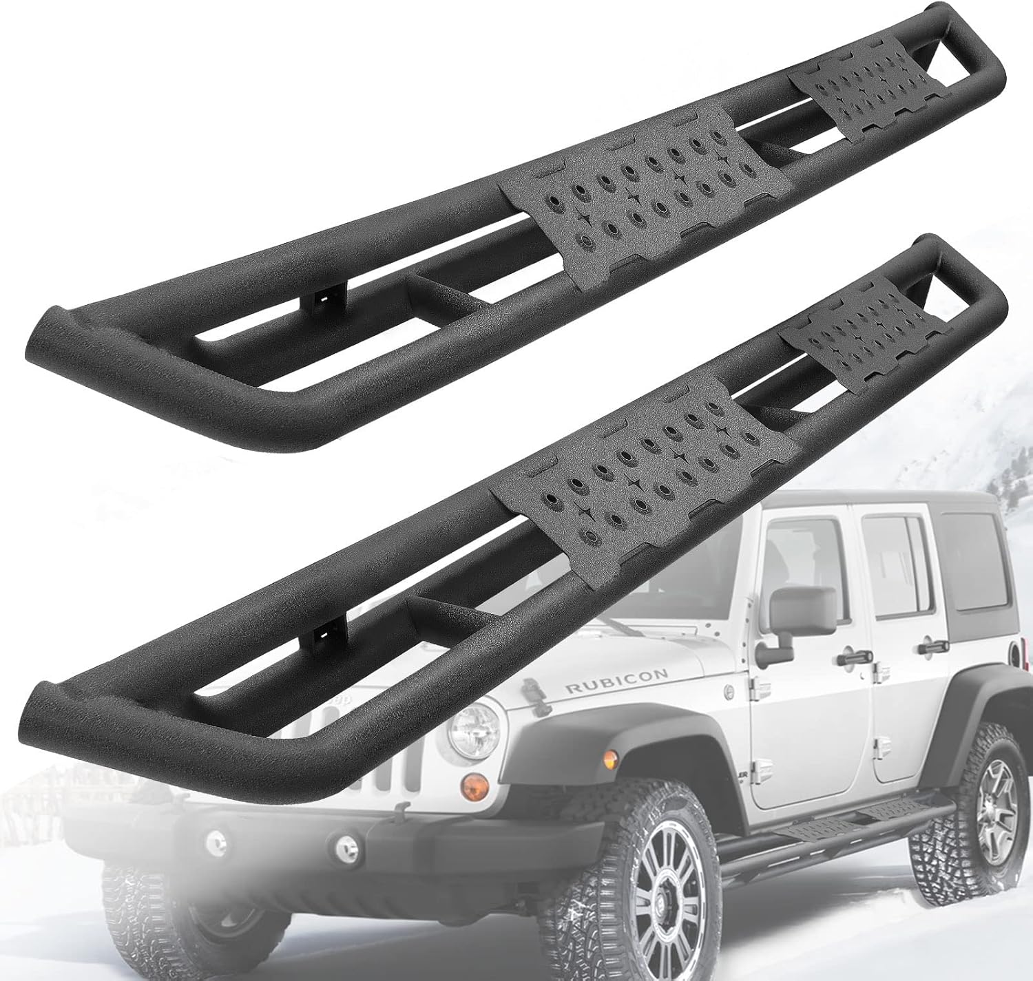 6.5 Inch Step Bars Running Boards 4 Door Textured Black Powder Z291608