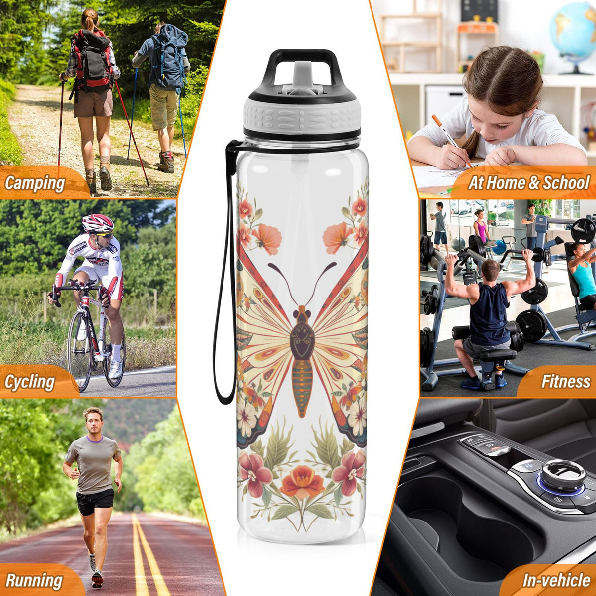 Clear 32oz Tritan Water Bottle with Straw Y930525