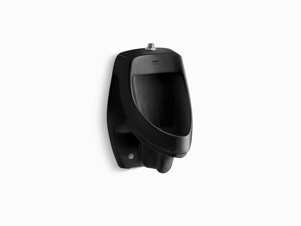Black Elongated Urinal with Top Spud M38344
