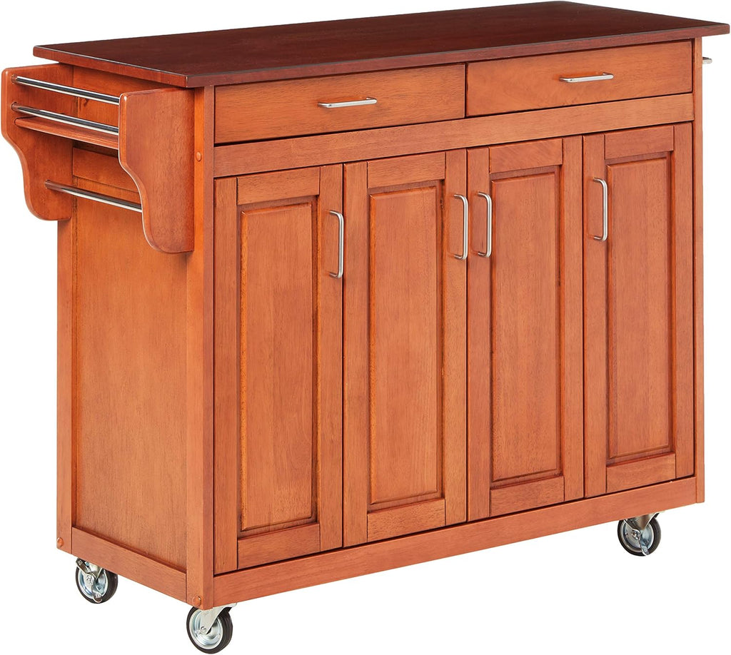 Black Finish Four Door Kitchen Cart with Stainless Steel Top J267459