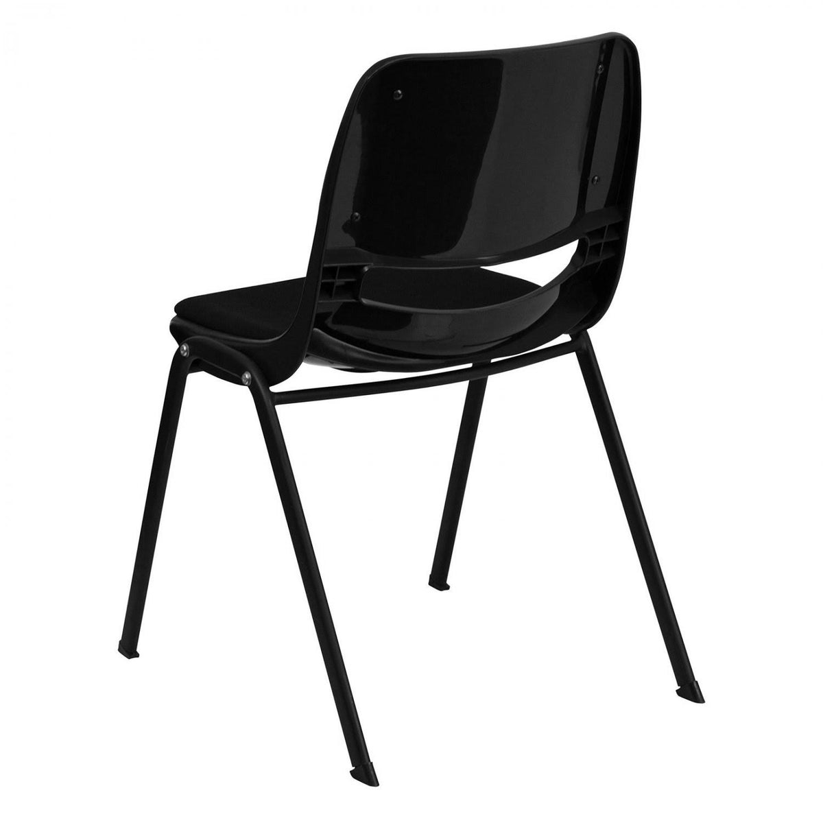 Black Ergonomic Shell Stack Chair with Padded Seat and Back V6779