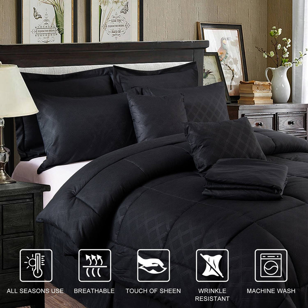 10 Piece Solid Color Microfiber Comforter and Sheets Set King Cal King G94251