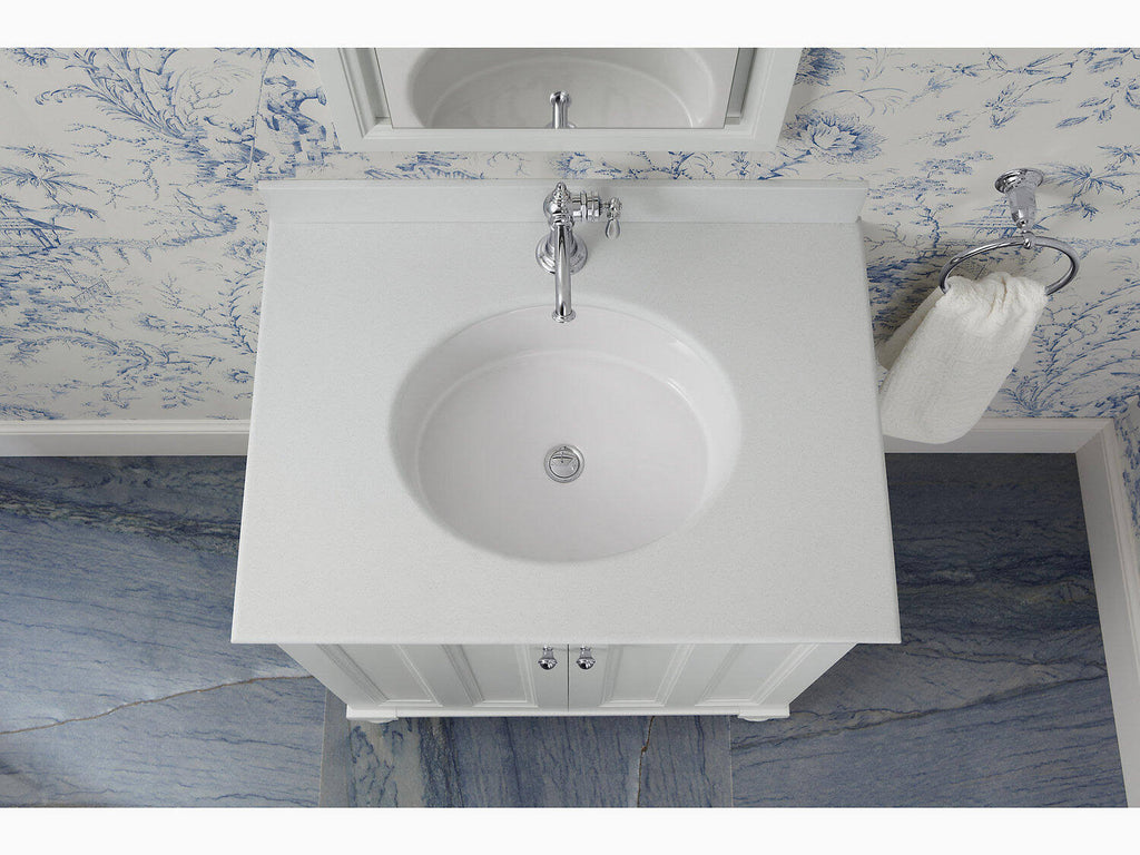 White Oval Undermount Bathroom Sink B6061