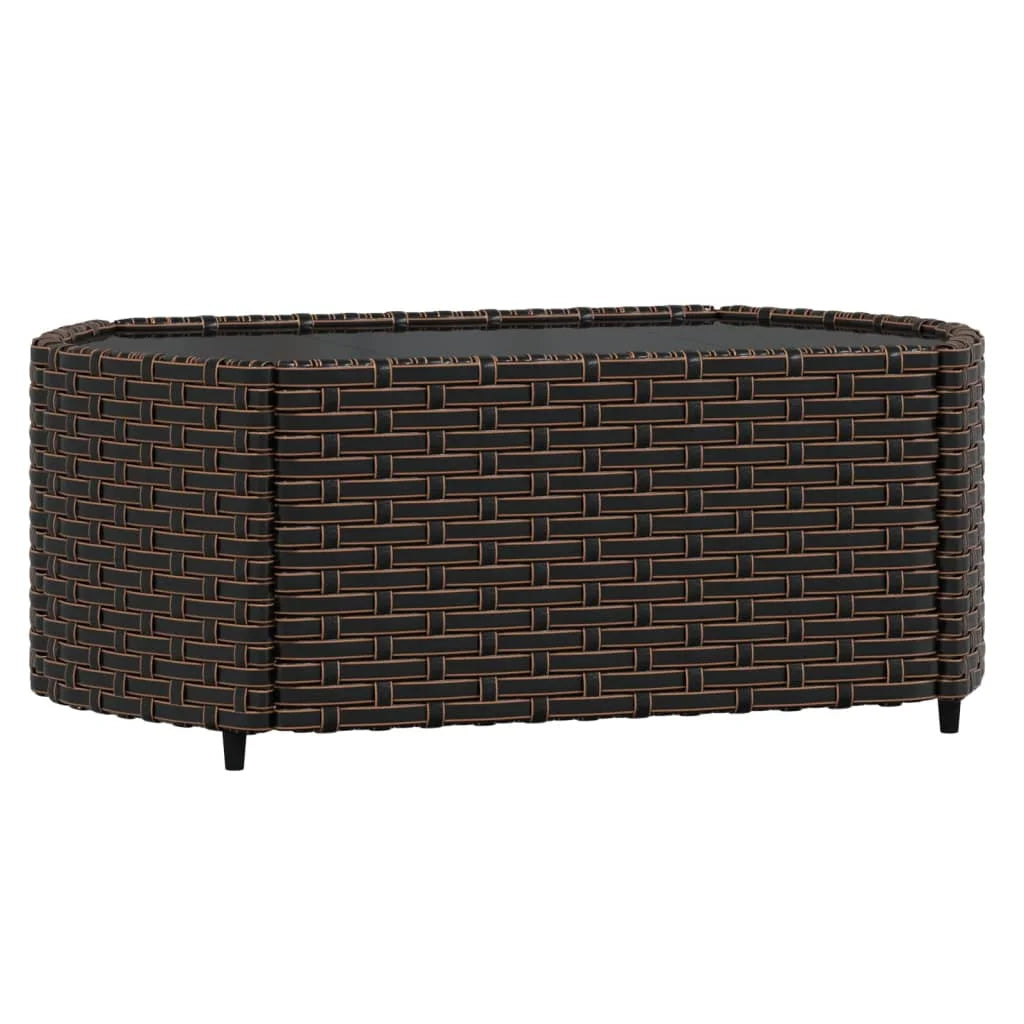 3 Piece Rattan Outdoor Patio Furniture Set with Glass Top Coffee Table P423543