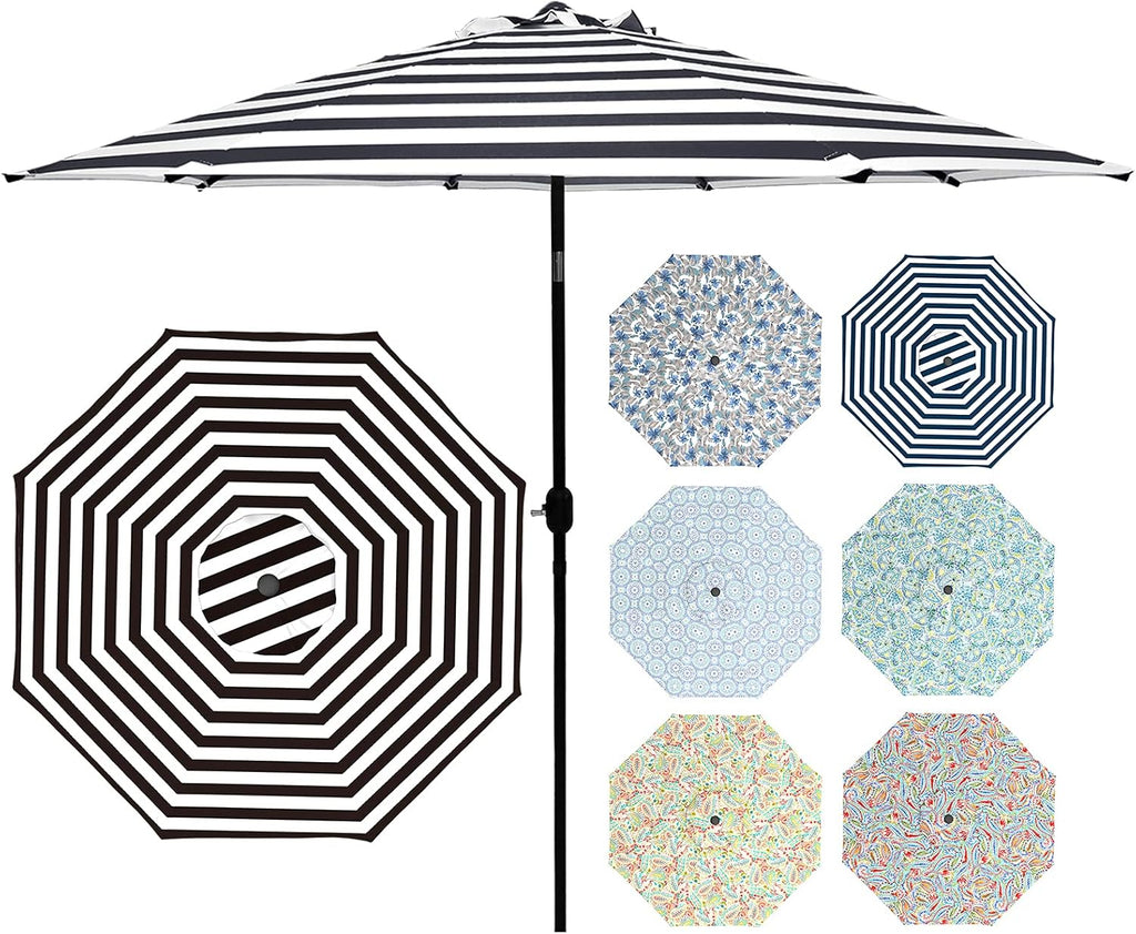 9' Patio Umbrella with Push Button Tilt and Crank, 8 Ribs O724
