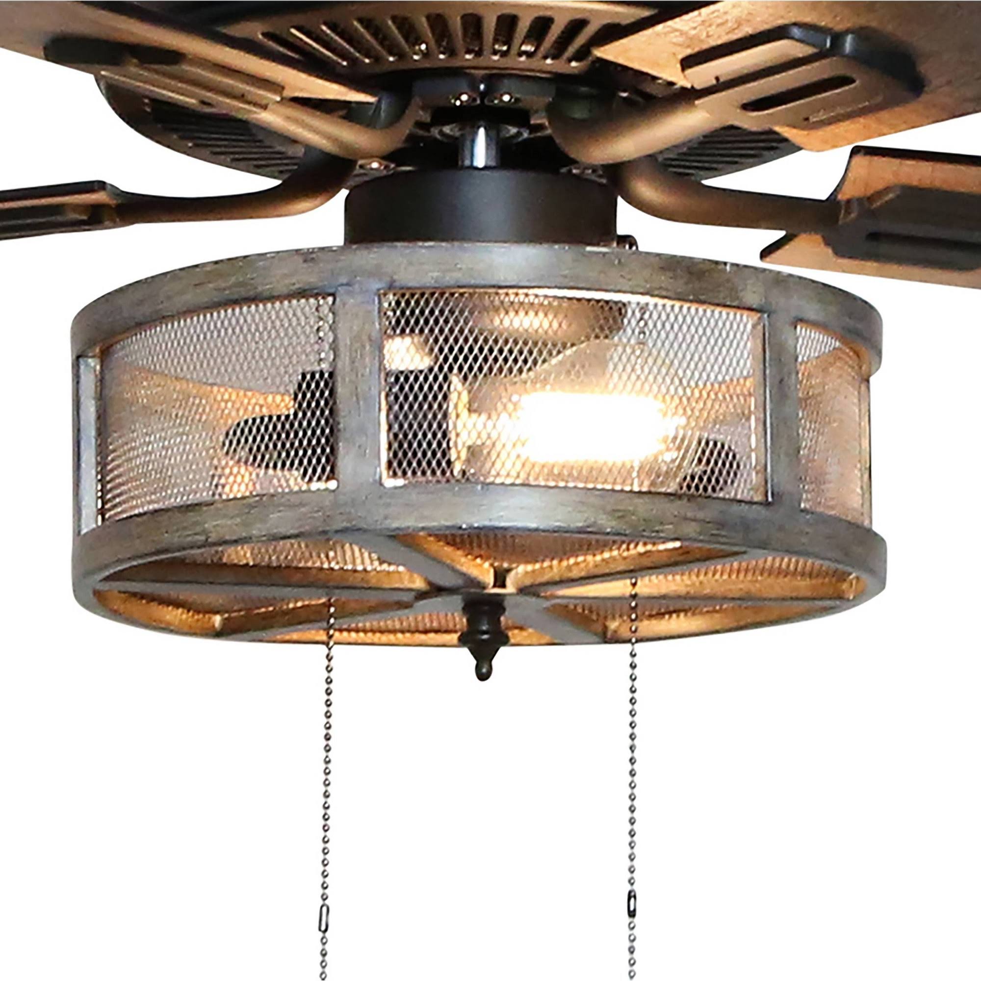 52x22 LED 5-Blade Woodgrain Caged Farmhouse Lighted Ceiling Fan G577498