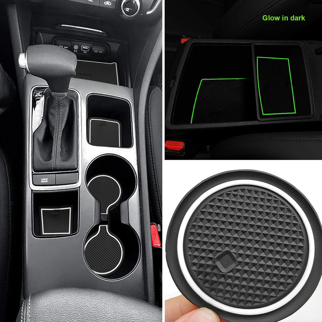 Red Rubber Car Cup Holder Inserts Center Console Liner Door Pocket Liner Mat Pad (16pcs/Set) L92612