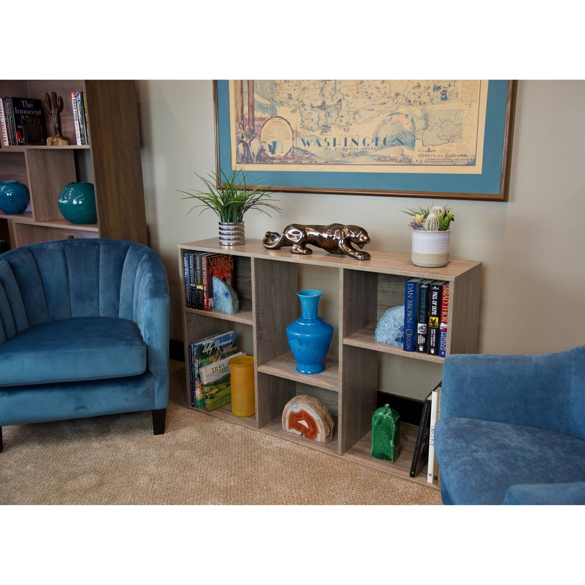 4 Tier Asymmetric Bookcase Console Driftwood K5661