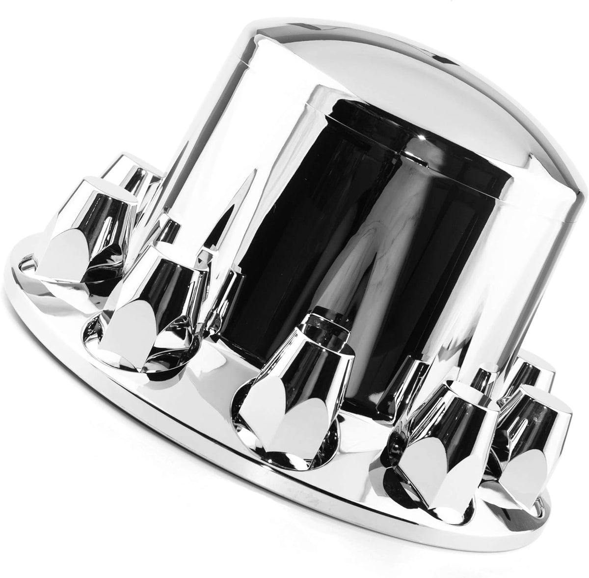 1PC Chrome Axle Wheel Cover Hub Caps Kit with Screw-on Lug Nuts for Semi Truck C990320