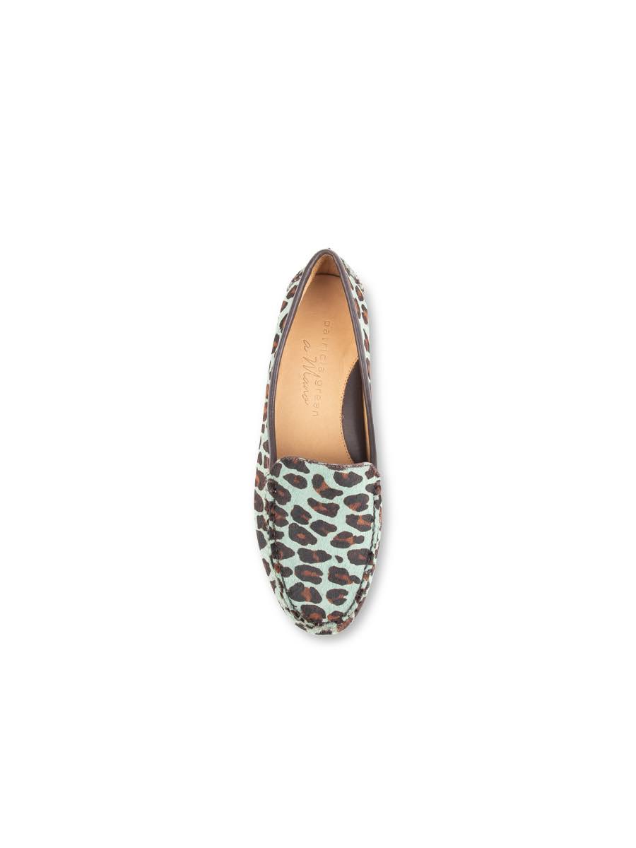 Teal Blue Leopard Driving Moccasin M8354