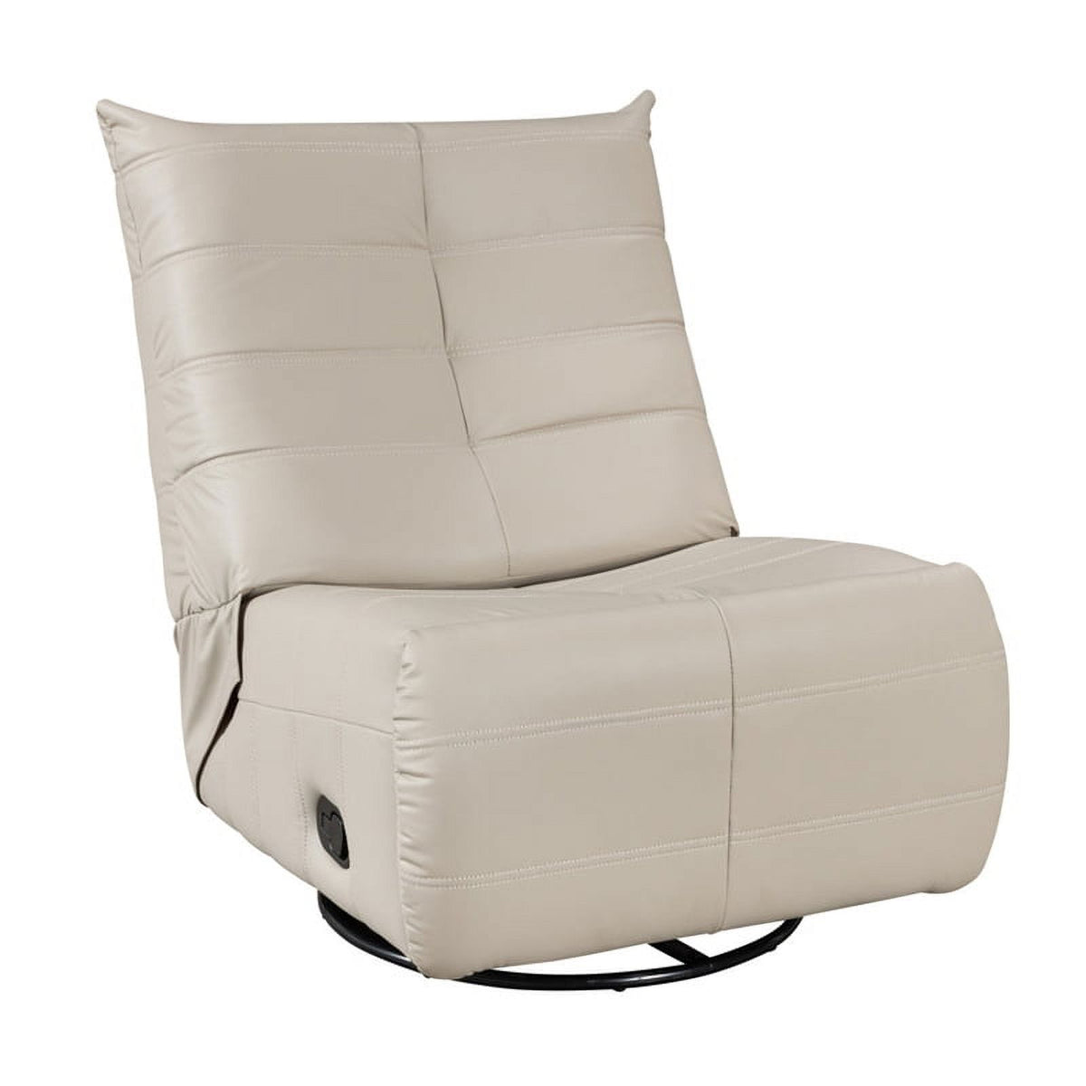 Modern Beige Faux Leather Swivel Glider Recliner L19093