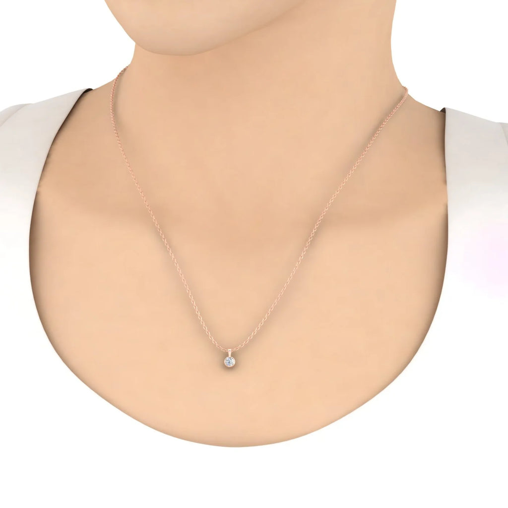 14K Rose Gold Diamond Solitaire Pendant Necklace P260201