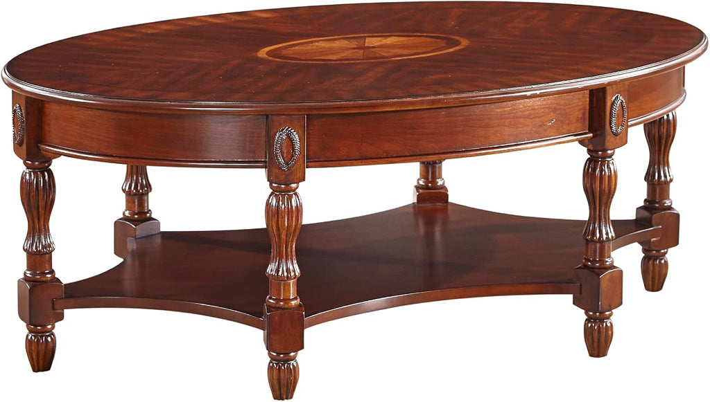 Solid Wood Coffee Table with Storage Shelf Walnut N702