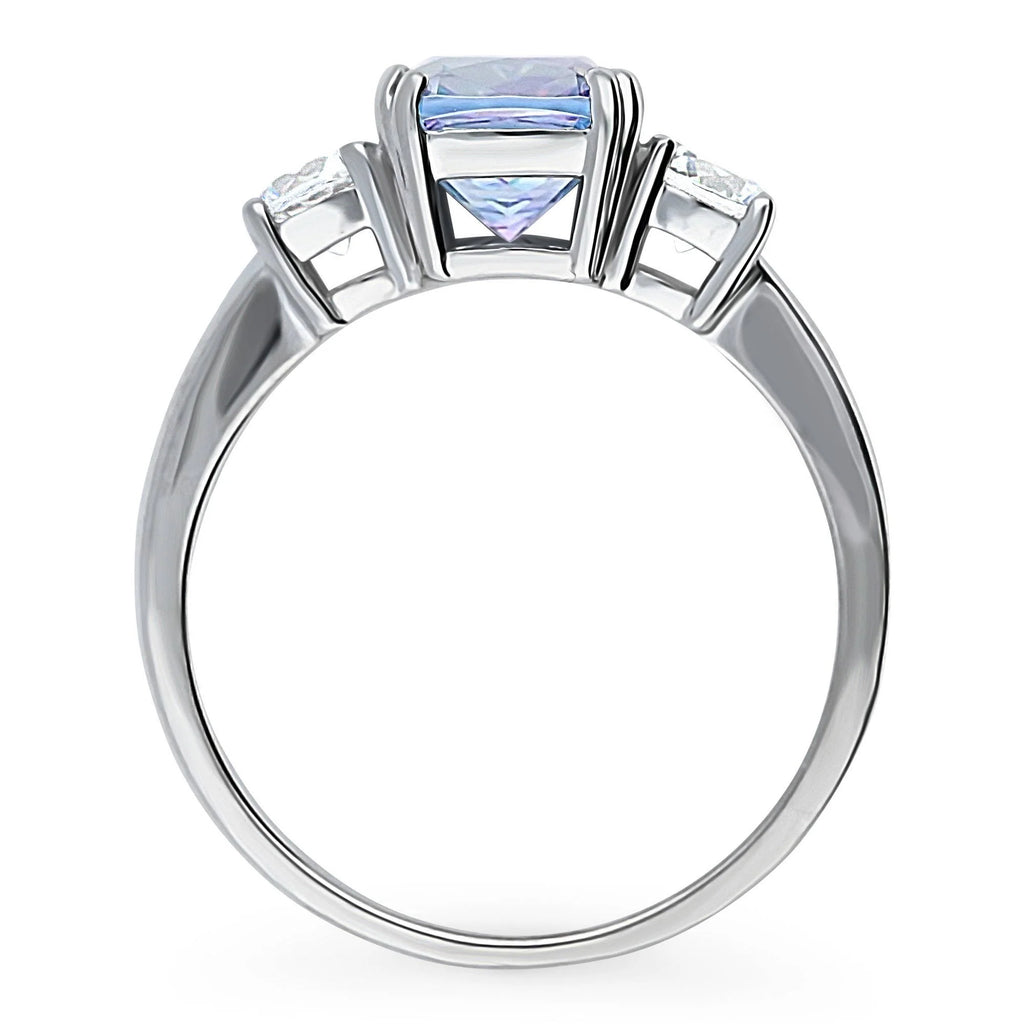 Rhodium Plated Sterling Silver Cushion Cut Cubic Zirconia Ring W567