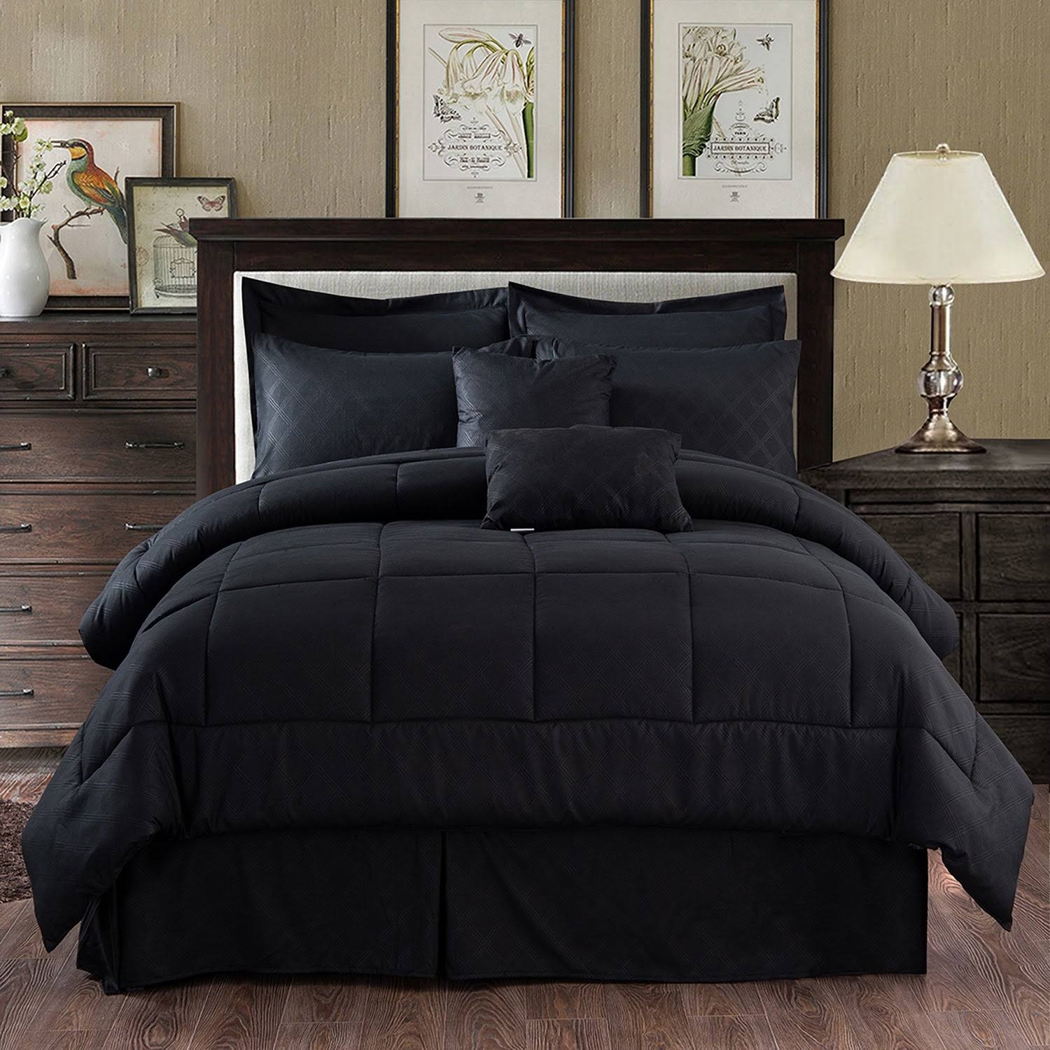 10 Piece Solid Color Microfiber Comforter and Sheets Set King Cal King G94251