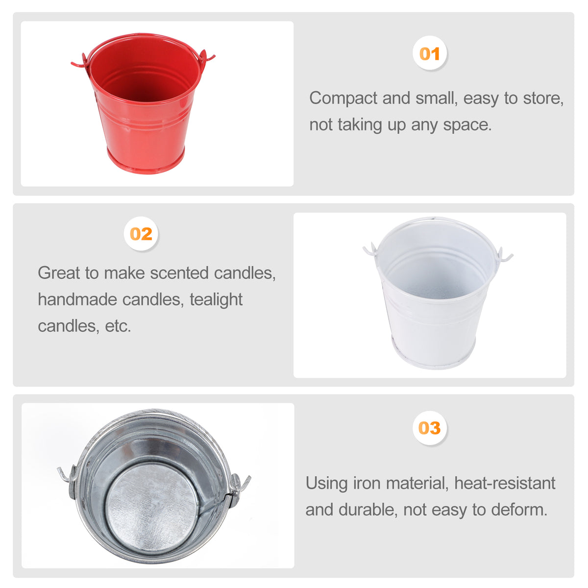16 Pcs Iron Mini Tin Bucket V33888