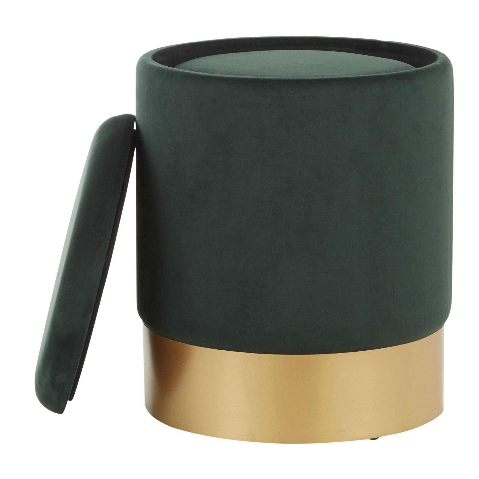 Green Velvet Nesting Ottoman Set with Gold Metal P93248