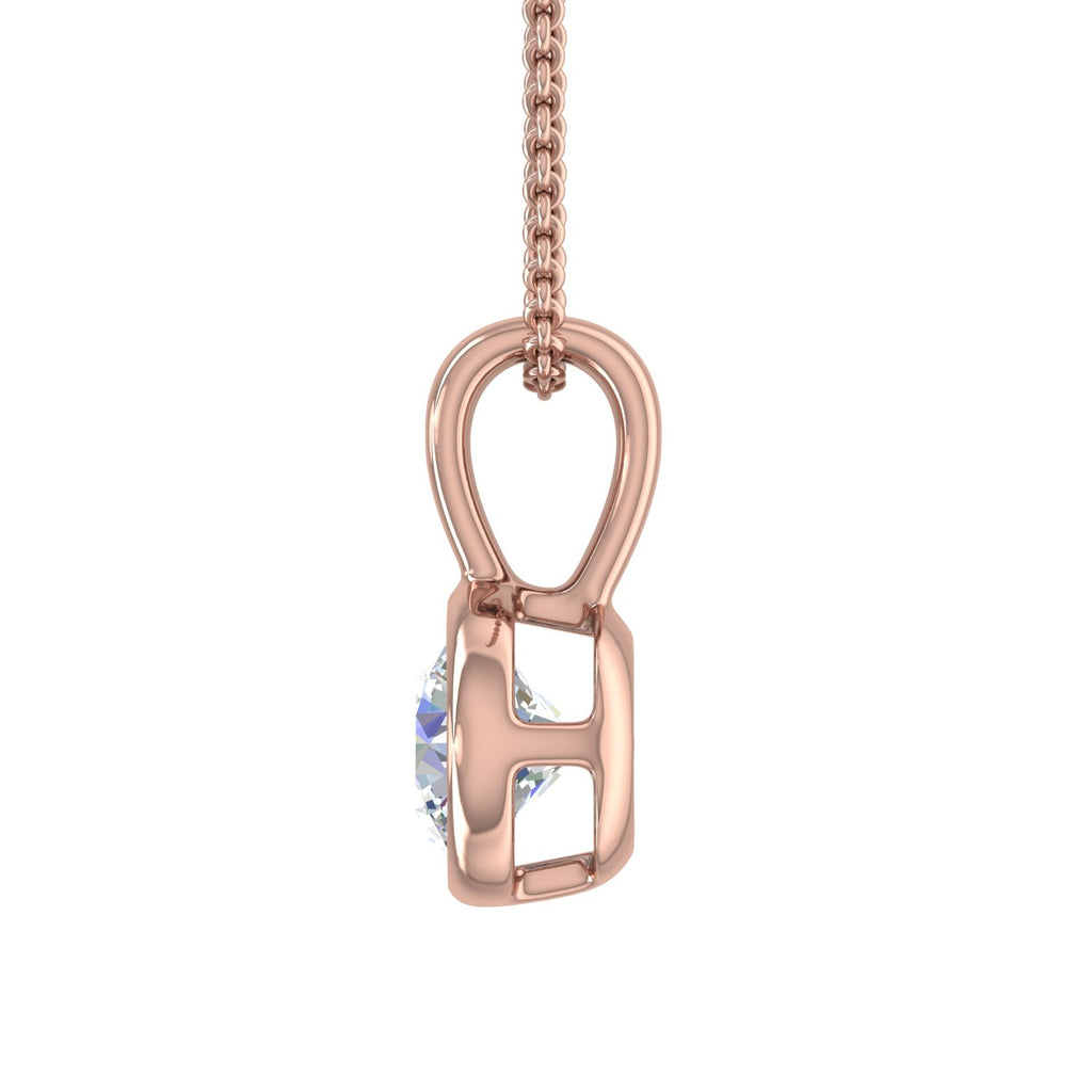 14K Rose Gold Diamond Solitaire Pendant Necklace P260201