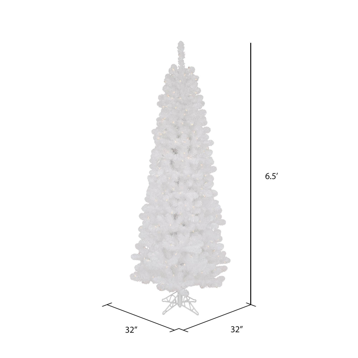 6.5 ft White Pencil Pine Christmas Tree with Clear Lights Y615490