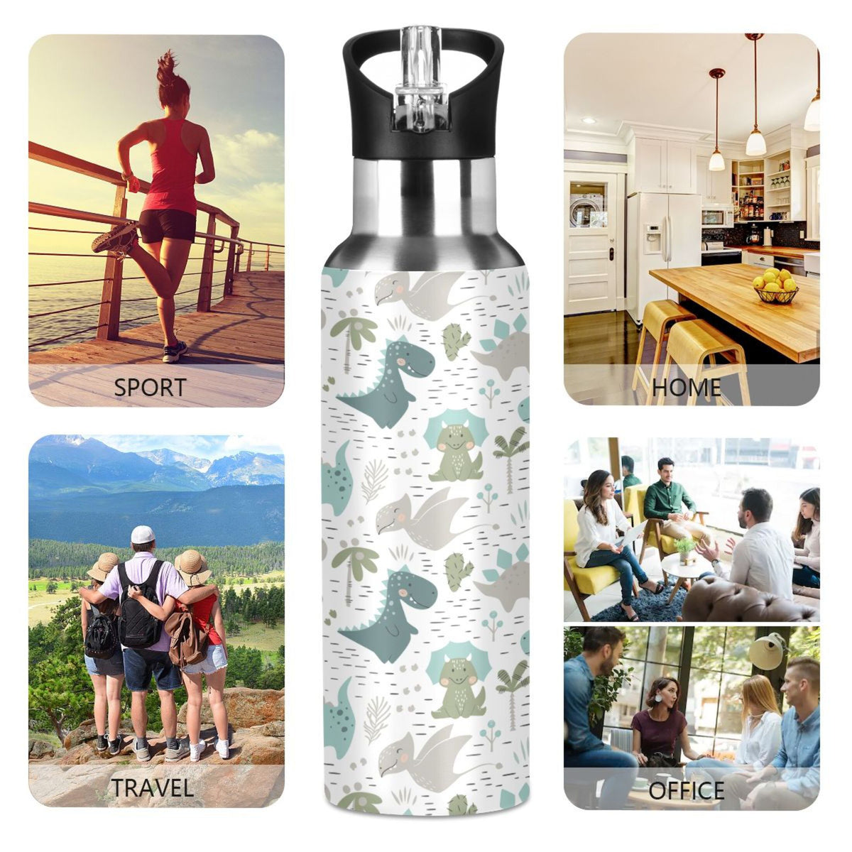 Stainless Steel Vacuum Insulated Water Bottle with Straw Lid 20 OZ N253578