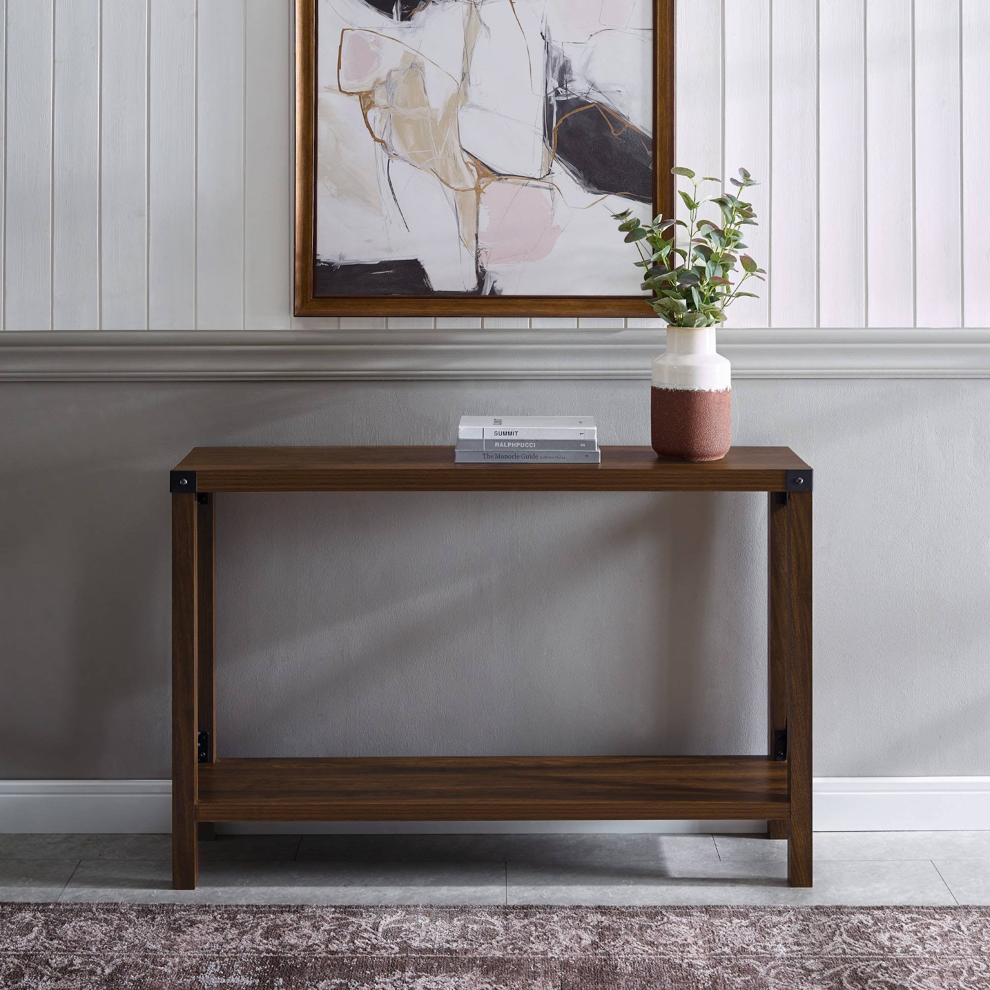 Rustic Farmhouse Entry Table Dark Walnut K995
