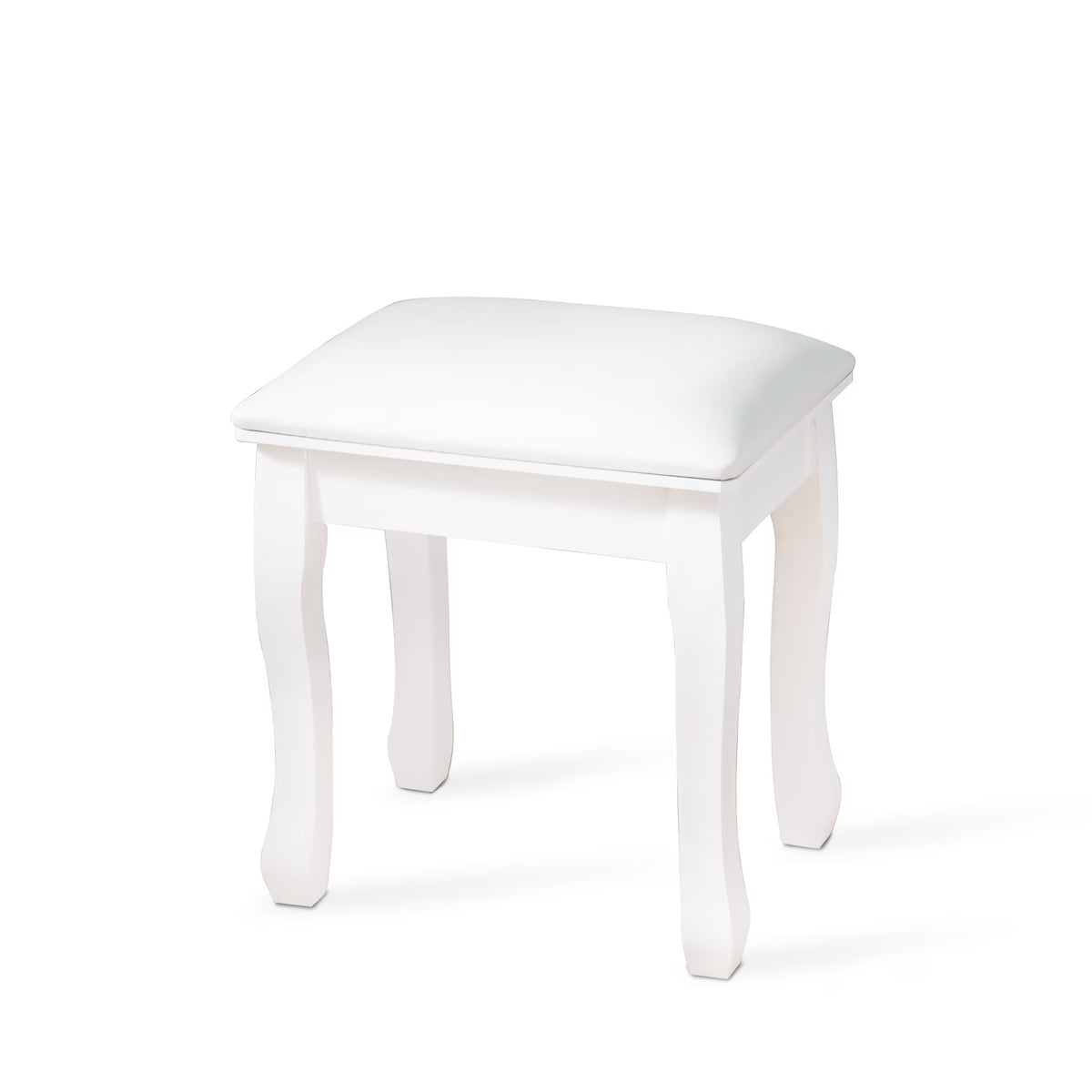 White Wood Vanity Stool with Cushion E67300