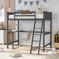 Twin Size Loft Bed with Desk and Ladder Bed Frame O412467