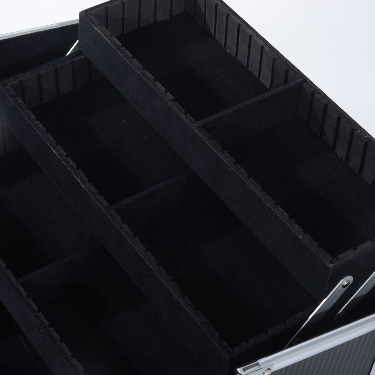 4 Tier Lockable Cosmetic Train Case with Extendable Trays Black N616370