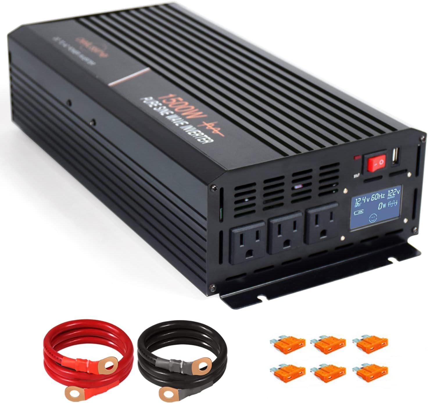 1500w Pure Sine Wave Power Inverter 12V DC to AC 110V 120V Car Power Inverter Q332