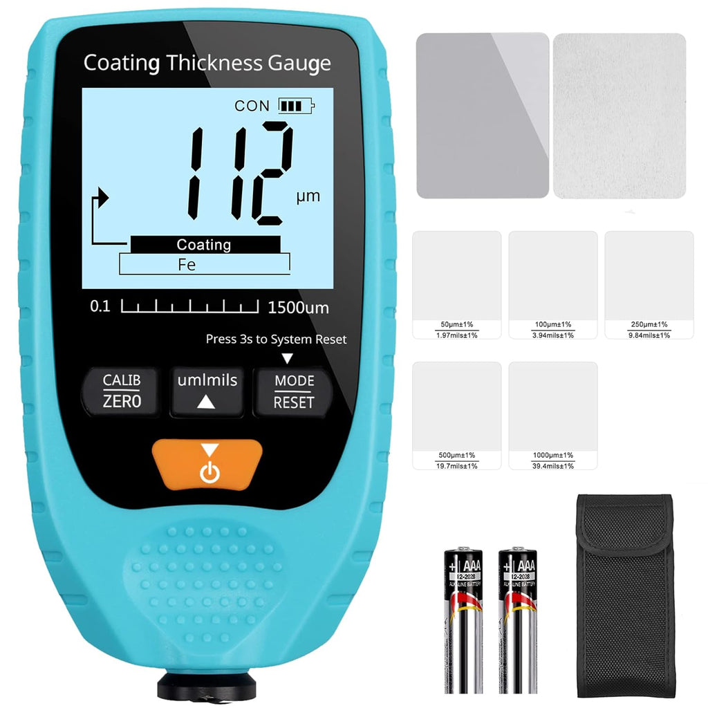 Paint Thickness Gauge Meter, 0 to 1500um, Pack of 2 X807