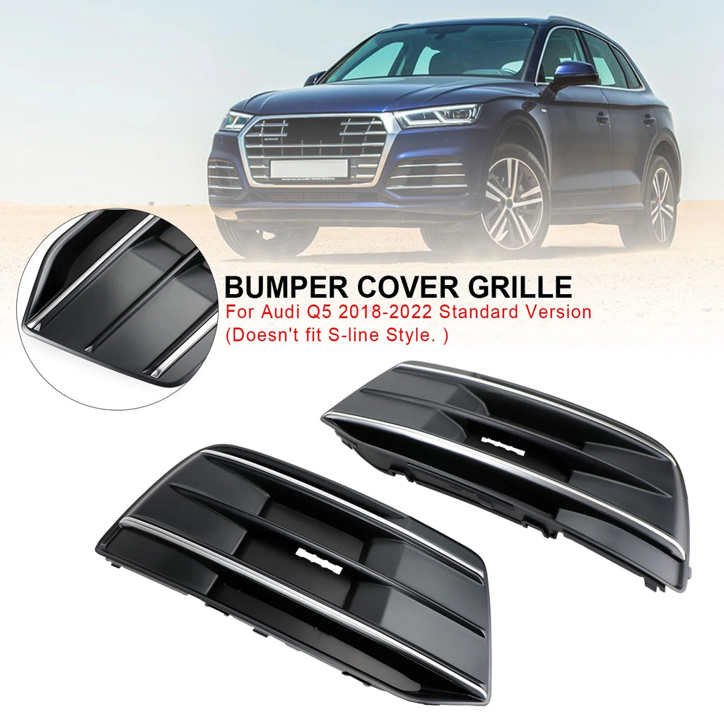 Front Bumper Cover Grille Bezel Insert for Audi Q5 2018-2022 Black/Chrome S128003