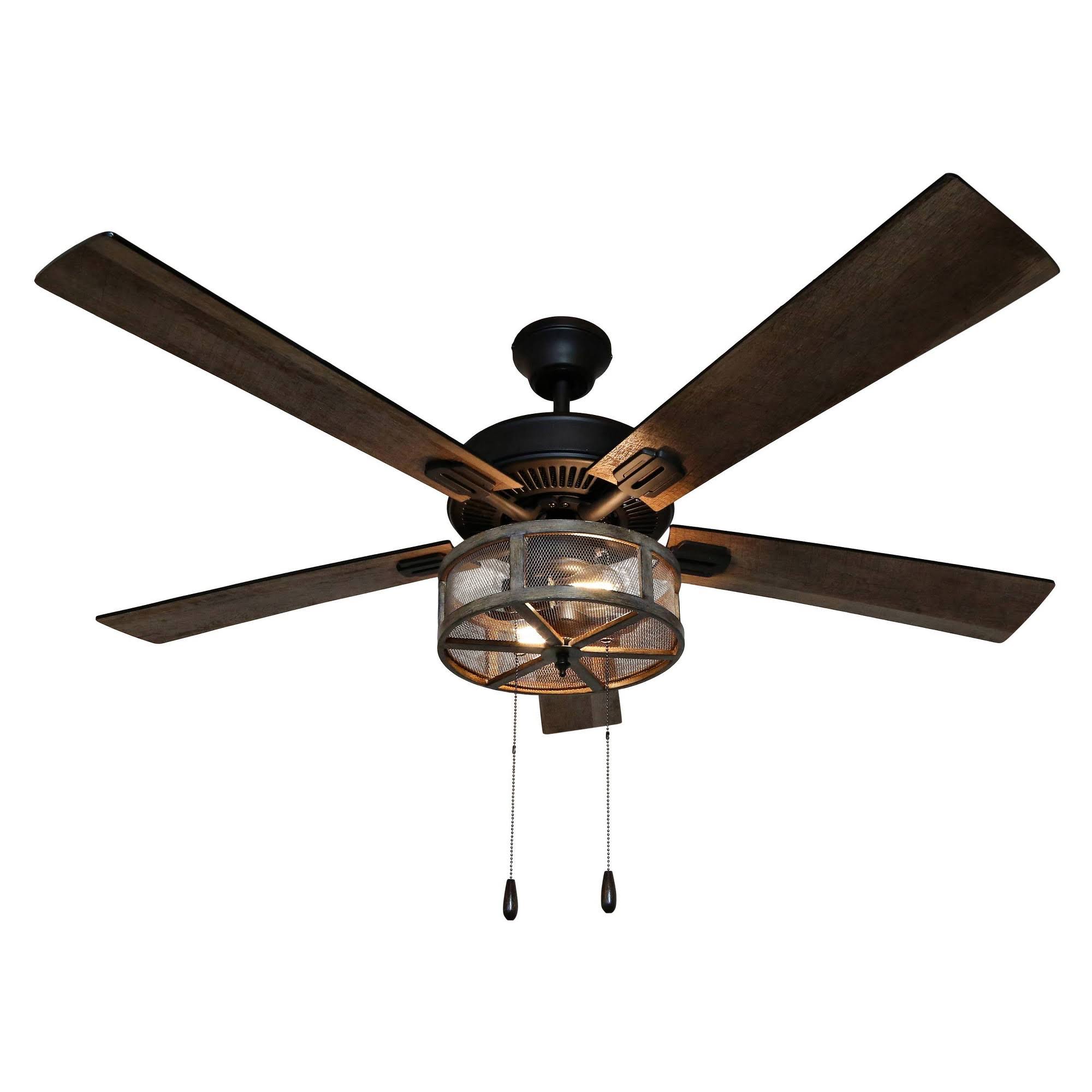 52x22 LED 5-Blade Woodgrain Caged Farmhouse Lighted Ceiling Fan G577498