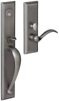 Satin Brass and Black Right Hand Single Cylinder Mortise Entry Handleset with Lever P1508