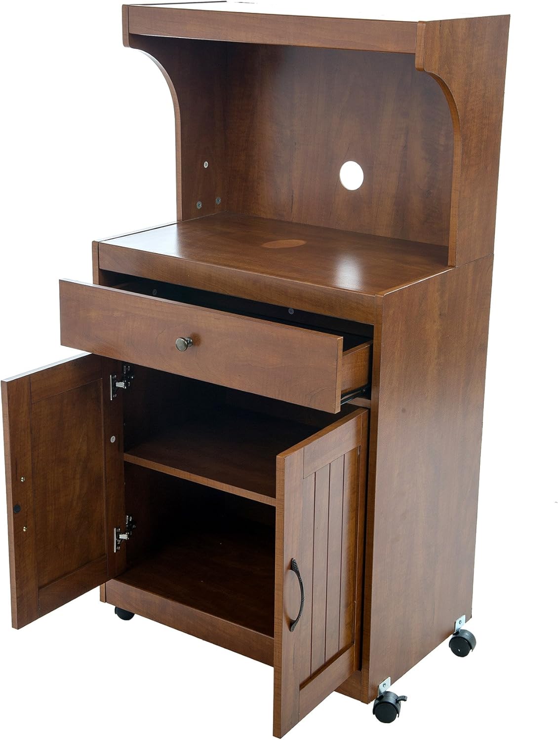 Light Walnut Oak Microwave Cart F456