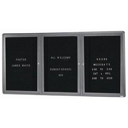 3-Door Enclosed Letter Board - Medium Grey G83047