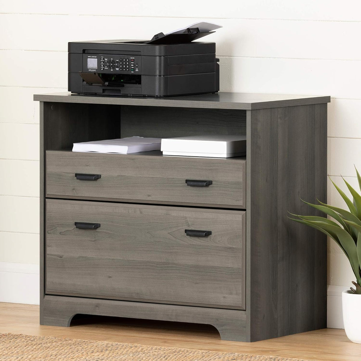 Gray Maple 2-Drawer File Cabinet E861