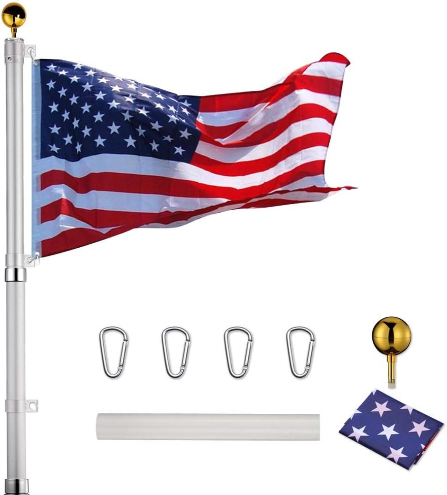 25FT Telescoping Aluminum Flagpole Kit with Tire Mount Base M734