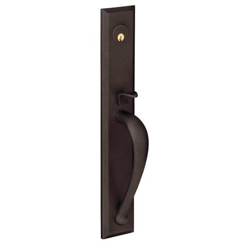 Satin Brass and Black Right Hand Single Cylinder Mortise Entry Handleset with Lever P1508