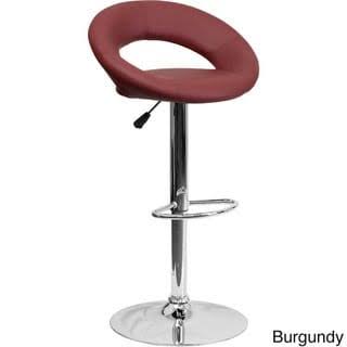 Burgundy Vinyl Height-Adjustable Barstool H6366