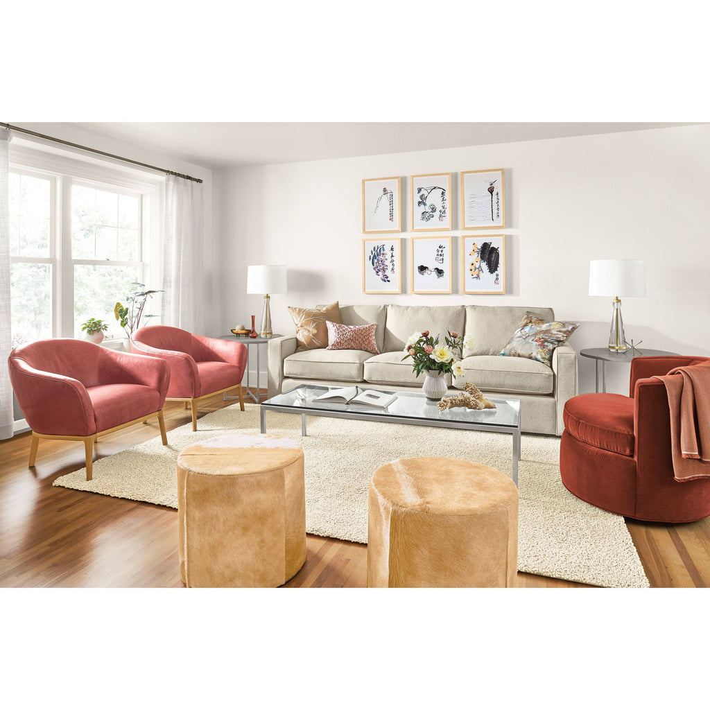 Round End Table 18 Diameter 22H in Stainless Steel with Ecru Quartz Top Z605394