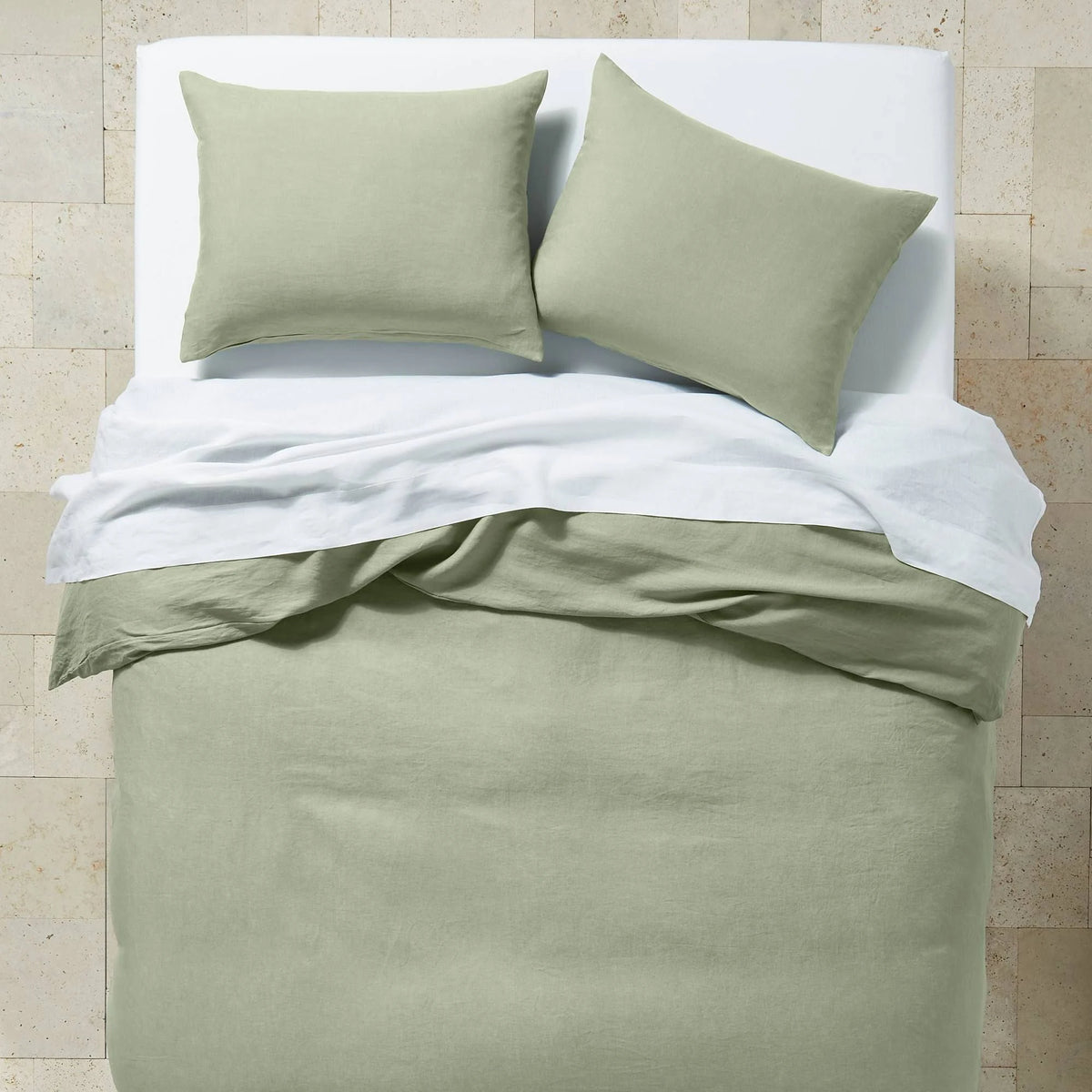 Sage Green Linen Duvet and Sham Set Z45362