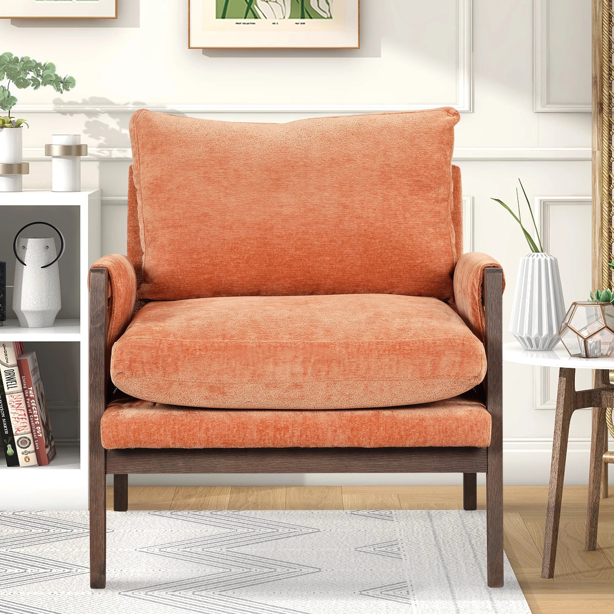 Orange Velvet Accent Armchair B426