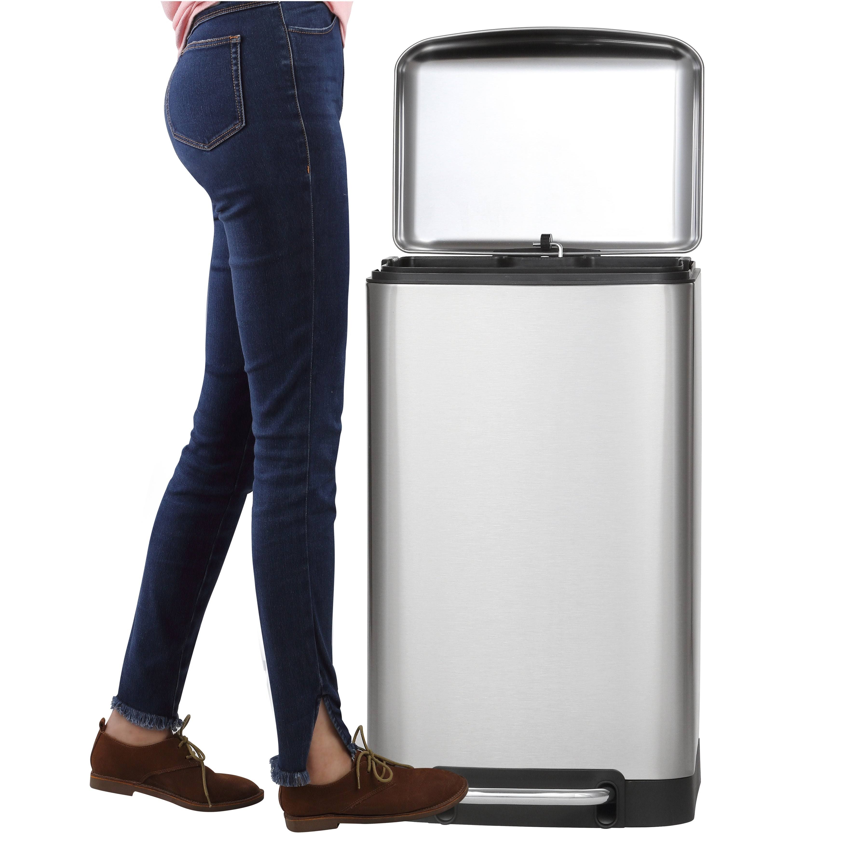 Rectangular 8-Gallon Soft-Close Lid Stainless Steel Trash Can M1229