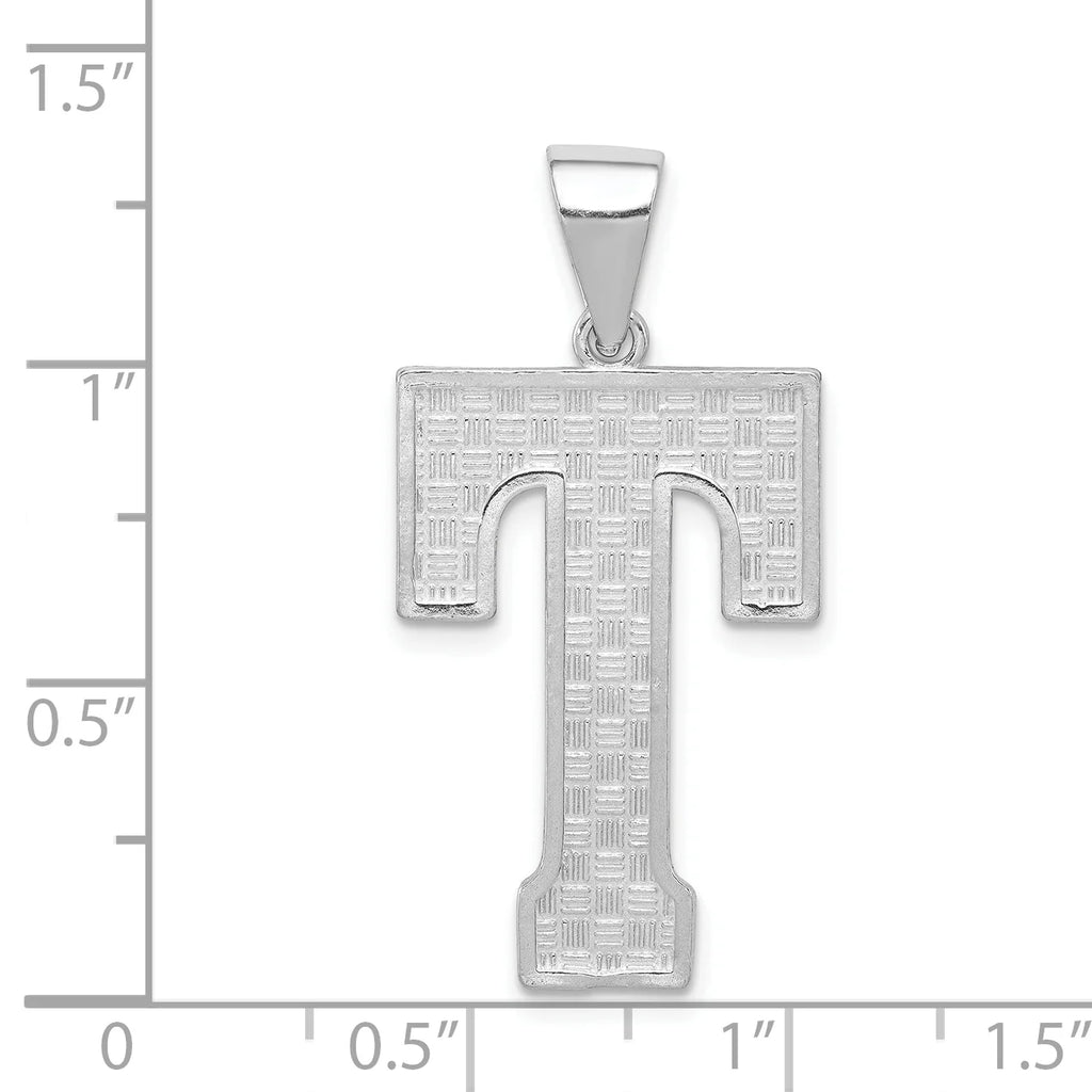 Sterling Silver Letter T Initial Charm Pendant with Cable Chain Necklace 20'' V996902