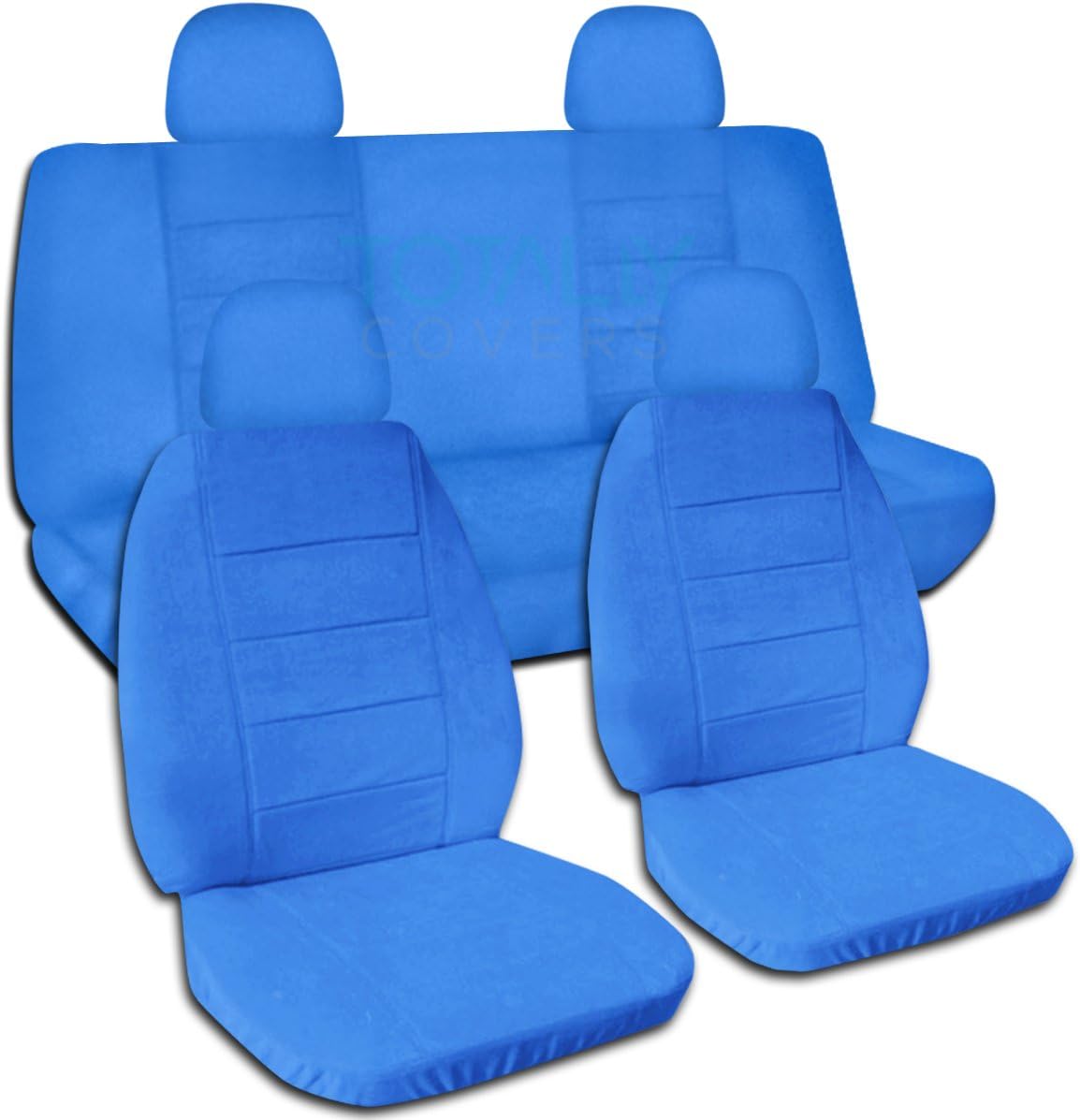 Navy Blue Solid Color Car Seat Covers with 4 Headrest Covers C29594