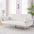 Black Convertible Folding Linen Fabric Futon Sofa Bed with Adjustable Backrest and Metal Legs Z56278